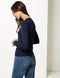 Ex Famous Store Collection Navy Round Neck Cardigan