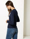 Ex Famous Store Collection Navy Round Neck Cardigan