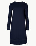 Ex Famous Store Collection Spotted Long Sleeve Shift Dress