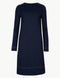 Ex Famous Store Collection Spotted Long Sleeve Shift Dress