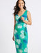 Ex Famous Store Collection Green Palm Print Slip Maxi Dress