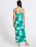 Ex Famous Store Collection Green Palm Print Slip Maxi Dress