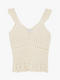Ruffle Shoulder Pointelle Knitted Vest Top Ecru