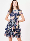 Short Sleeve Multicoloured Blossom Print Floral Tiered Dress