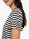 Ex Warehouse Stripe Frill T-Shirt, Black
