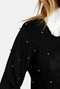 Long Sleeve Pearl Detail Sweater Jumper In Black & Silver