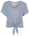 Ladies Tie Knot V-Neck Front Linen Look Top Blouse
