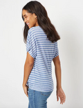 Ladies Tie Knot V-Neck Front Linen Look Top Blouse