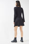 Ex Topshop Black Trumpet Sleeve Ribbed Jersey Wrap Dress