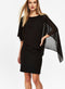 Ex Wallis Black Round Neck Embellished Overlay Dress