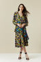 Ex Wallis Black Floral Print Tiered Wrap Midi Dress