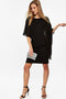 Ex Wallis Black Round Neck Embellished Overlay Dress