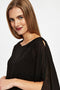 Ex Wallis Black Round Neck Embellished Overlay Dress