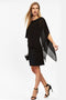 Ex Wallis Black Round Neck Embellished Overlay Dress