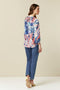 Ex Wallis Blue Leaf Print Tie Front Shirt