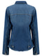 Ladies Denim Style Washed Detail Jacket Denim Blue Size S-XXL