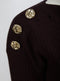 Long Sleeve Button Shoulder Ribbed Jumper Brown / Rust