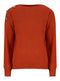 Long Sleeve Button Shoulder Ribbed Jumper Brown / Rust