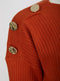 Long Sleeve Button Shoulder Ribbed Jumper Brown / Rust
