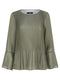 Ex Wallis Khaki Green Pleated Long Sleeve Blouse