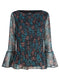 Ex Wallis Green Floral Print Pleated Long Sleeve Blouse