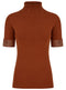 Ladies Jewel Embellished Short Sleeve Knitted Roll Neck Jumper
