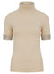 Ladies Jewel Embellished Short Sleeve Knitted Roll Neck Jumper