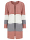Ladies Stripe Open Knit Casual Long Sleeve Cardigan Sweater