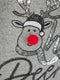 Ladies Reindeer Sequin Bobble Nose Christmas Jumper Grey