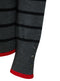 Ladies Stripe Fine-knit Polo-Neck Jumper Knitwear Grey Black
