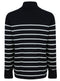 Ladies Stripe Fine-knit Polo-Neck Jumper Knitwear Grey Black
