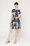 Short Sleeve Multicoloured Blossom Print Floral Tiered Dress