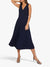 Ex Warehouse Pleated Midi Sleeveless Dress in Navy & Green