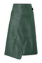 Faux Leather Midi Length Green Belted Wrap Skirt RRP £145