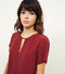 Ex Chainstore Burgundy Metal Trim Choker Neck Sleeveless Top
