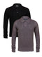 Mens Black Button Up Collared Neck Knitwear Jumper Black / Grey