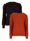 Long Sleeve Button Shoulder Ribbed Jumper Brown / Rust