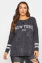 Plus Size Acid Wash Raglan T-Shirt Top 2 Colours