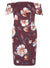 Ex Dorothy Perkins Petite Wine Floral Print Bardot Pencil Dress
