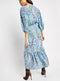 Ladies Floral Print Gathered Waist Maxi Puff Sleeve Dress