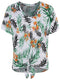 Ladies Tie Knot V-Neck Front Linen Look Top Blouse