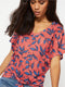 Ladies Tie Knot V-Neck Front Linen Look Top Blouse