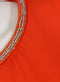 Ex Wallis Short Sleeve Orange Bead Jewel Neckline Blouse
