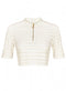 Ex Topshop Ribbed Short Sleeve Zip White Crop Top