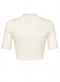 Ex Topshop Ribbed Short Sleeve Zip White Crop Top