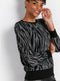 Ex Wallis Grey Zebra Black Cuff Long Sleeve Top