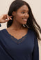 Ex Famous Store Cool Comfort Navy Cotton Modal Longsleeve Nightdress