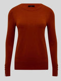 Ex M&CO Crew Neck Button Sleeve Detail Jumper 10 Colours
