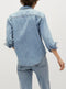 Ex Mango Ladies Cotton Blue Pocket Detail Denim Shirt