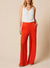 Ex Mint Velvet Ladies Red Satin Wide Leg Trousers